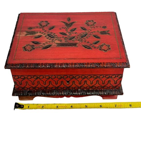 wooden handcarved etched jewelry box - Picture 8 of 10